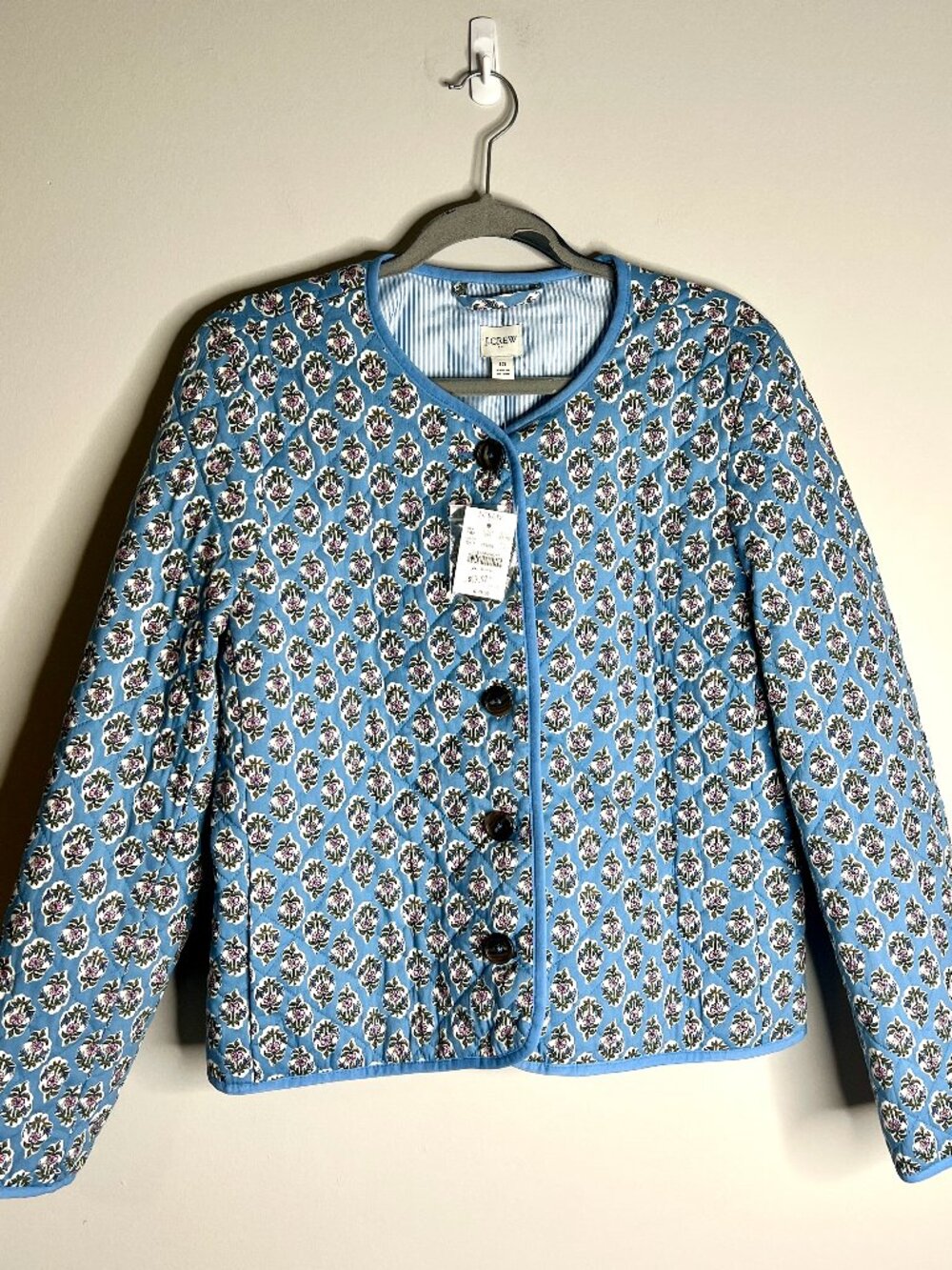 J. Crew Block-Print Quilted Jacket Cottagecore Floral Butter Mom Sz 10 NWT - Picture 2 of 7